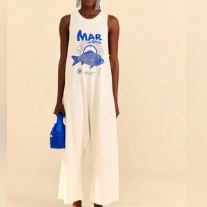 ISO New Farm Rio & Pitta White Mar Da Bahia Organic Cotton Jumpsuit